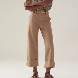 Pistola Maya Cuffed Hem Wide Leg Pants/Biscuit NWT (Size 24)